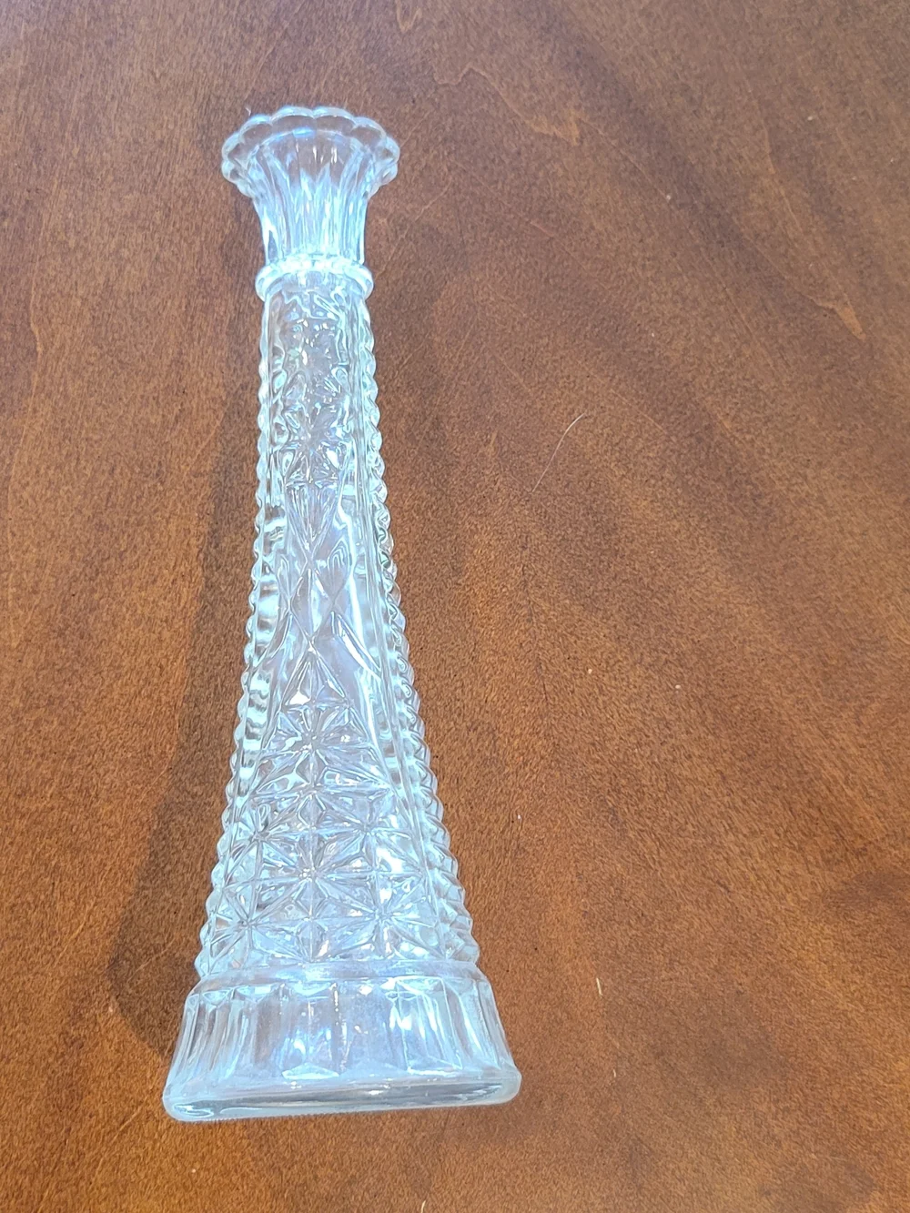 Anchor Hocking Stars and Bars Pattern Pressed‎ Glass Bud Vase 9 Inch